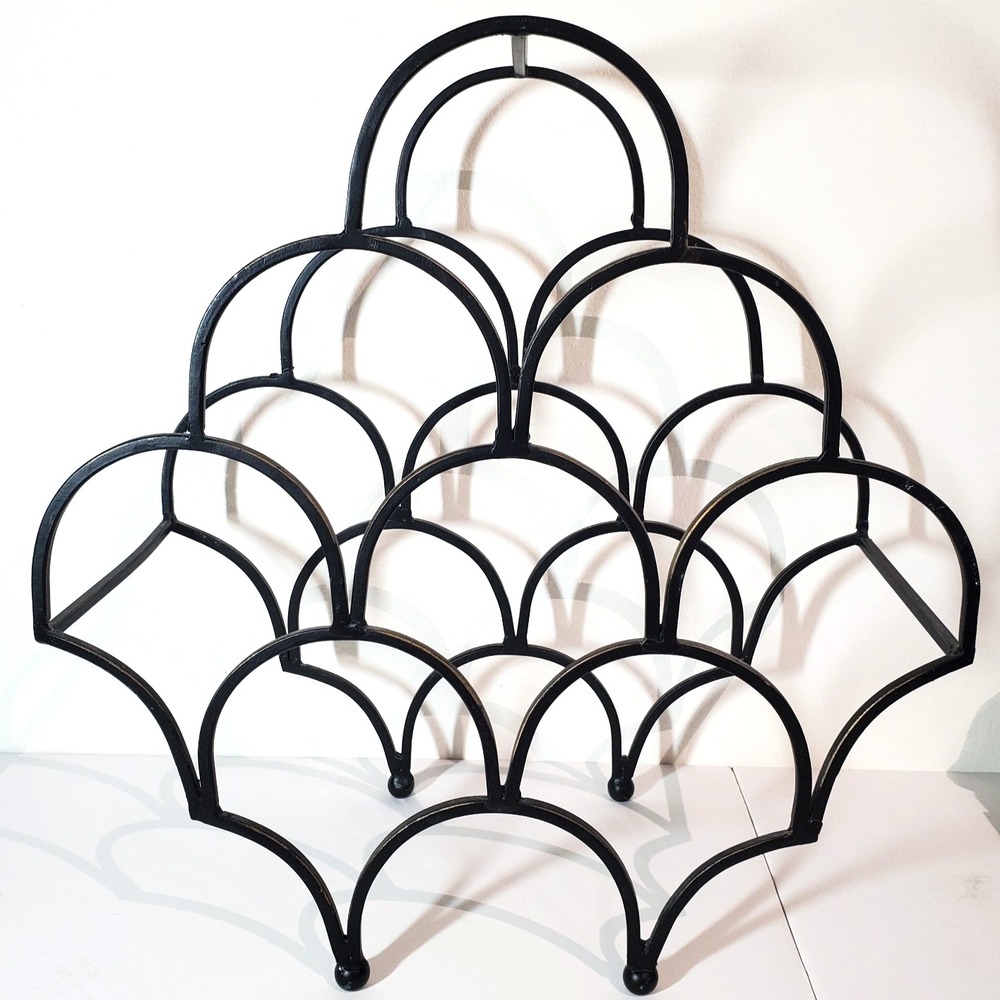 Black Wrought Iron 8-Bottle Freestanding Arch Wine Rack Countertop Display Stand - Picture 1 of 9
